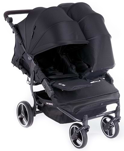 דגם חדש! עגלת תאומים צרה בייבי מונסטרס Easy Twin 3.0S עם מדרך רגלים מכוונן - שחור