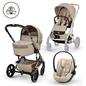 עגלת תינוק בצבע דגם Balios TS6 בצבע Almond Beige עם סלקל Cloud G סייבקס