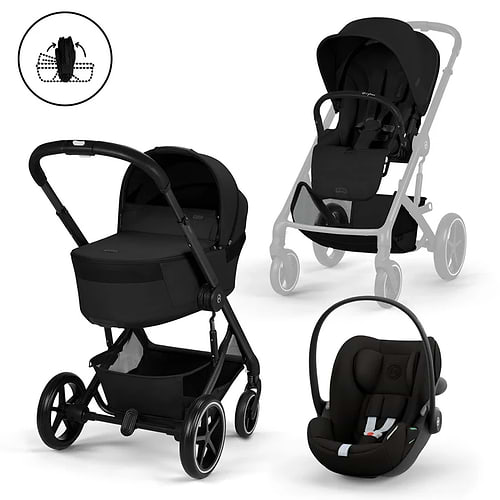 עגלת תינוק בצבע דגם Balios TS6 בצבע Moon Black עם סלקל Cloud G סייבקס