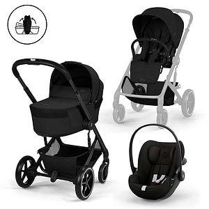 עגלת תינוק בצבע דגם Balios TS6 בצבע Moon Black עם סלקל Cloud G סייבקס