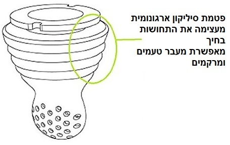 טעימון / נגיסון לתינוק עם פטמת סיליקון ומיכל נשיאה - ירוק 