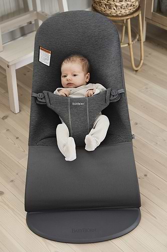‏טרמפולינה לתינוק Baby Bouncer כותנה ג'רזי 3D- אפור פחם 3D Charcoal Grey