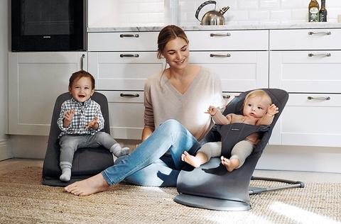 ‏טרמפולינה לתינוק Baby Bouncer כותנה ג'רזי 3D- אפור פחם 3D Charcoal Grey