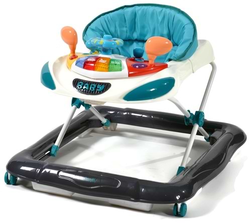 הליכון מתכוונן לתינוק עם פעלולון אלקטרוני איקון פלוס - טורקיז\לבן 