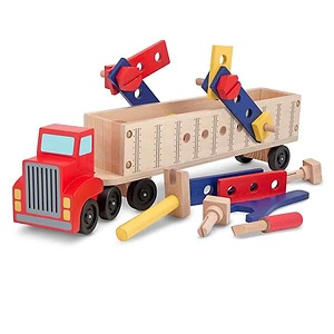 משאית עץ ענקית עם חלקי בניה 22 חלקים מליסה אנד דאג