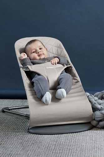 ‏טרמפולינה לתינוק Baby Bouncer כותנה בליס - בז' Sand Grey