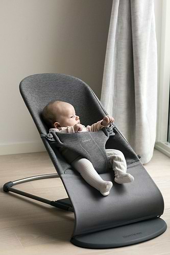 ‏טרמפולינה לתינוק Baby Bouncer כותנה ג'רזי 3D- אפור פחם 3D Charcoal Grey