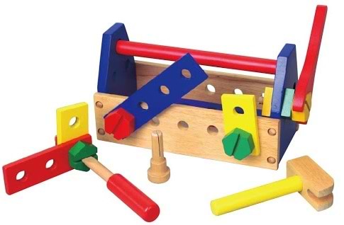 תיבת כלים פתוחה עם כלי בנייה מעץ 24 חלקים