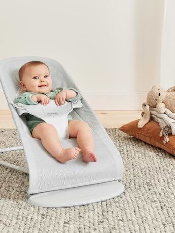 ‏טרמפולינה לתינוק Baby Bouncer בד נושם Mesh -  כסוף/לבן Silver/White