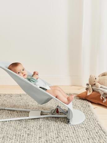 ‏טרמפולינה לתינוק Baby Bouncer בד נושם Mesh -  כסוף/לבן Silver/White