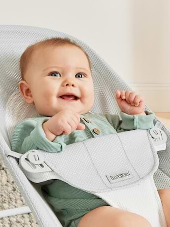 ‏טרמפולינה לתינוק Baby Bouncer בד נושם Mesh -  כסוף/לבן Silver/White