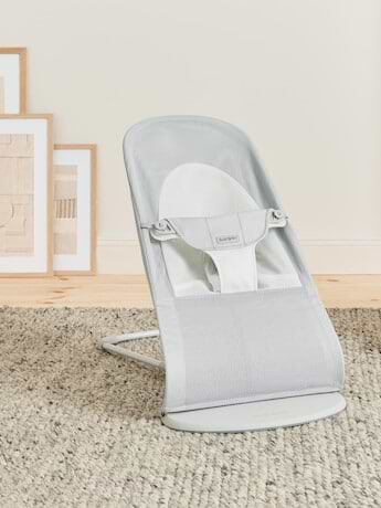 ‏טרמפולינה לתינוק Baby Bouncer בד נושם Mesh -  כסוף/לבן Silver/White