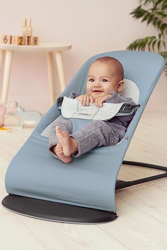 ‏טרמפולינה לתינוק Baby Bouncer כותנה - כחול/אפור Blue/Grey