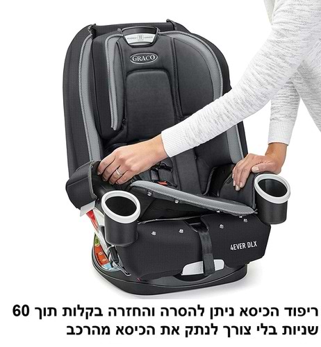 כיסא בטיחות משולב בוסטר 4 אבר  4Ever DLX - שחור/אפור Zagg