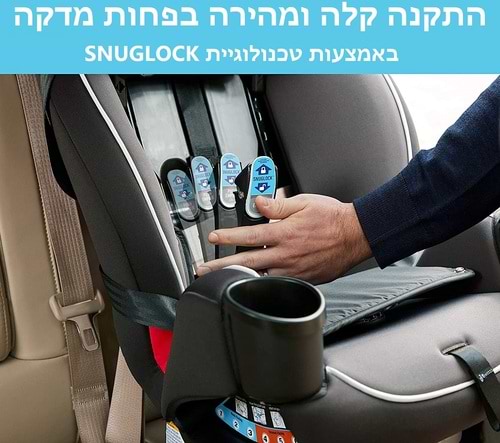 כיסא בטיחות משולב בוסטר 3 ב 1 TrioGrow SNUGLOCK שקיבל את הציון הכי גבוה בקטגוריה - שחור אפור/טורקיז Thatcher