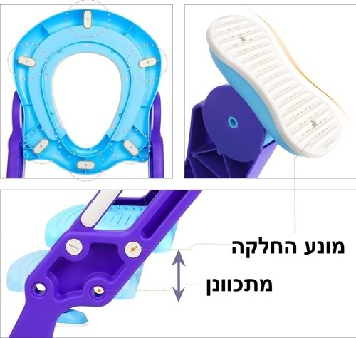ישבנון מרופד לפעוט עם מונע החלקה ומונע התזה - אפור/לבן