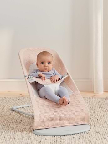 ‏טרמפולינה לתינוק Baby Bouncer בד נושם Mesh -  ורוד בהיר/לבן Pearly Pink/White