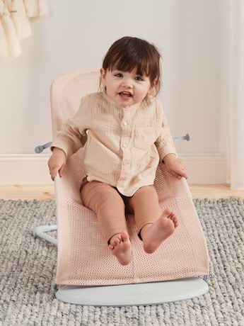 ‏טרמפולינה לתינוק Baby Bouncer בד נושם Mesh -  ורוד בהיר/לבן Pearly Pink/White