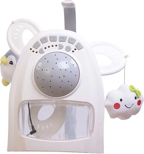 נדנדה חשמלית לתינוק משולבת טרמפולינה, מובייל ומקרן תקרה BY028 - אפור