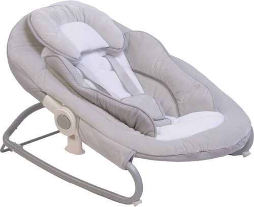 נדנדה חשמלית לתינוק משולבת טרמפולינה, מובייל ומקרן תקרה BY028 - אפור