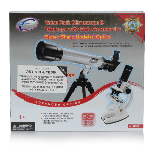 ערכת מיקרוסקופ + טלסקופ לילדים