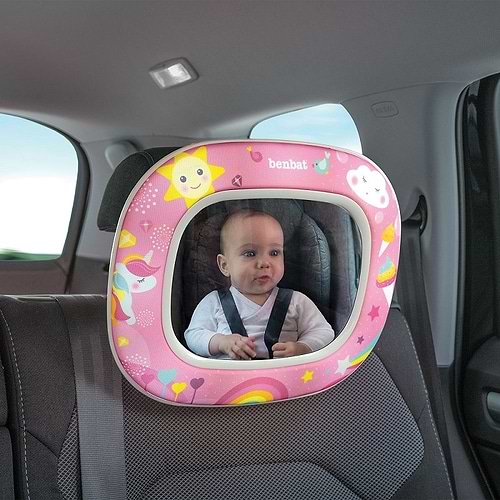 מראה לרכב לתינוק FOREST FUN עם מנגינות מרגיעות ותאורת לילה - ורוד