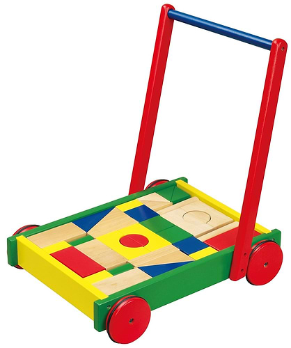 הליכון עגלת קוביות עץ 36 חלקים 