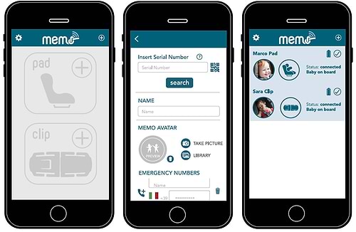 התקן למניעת שכחת ילדים ברכב המתחברת ב Bluetooth דגם Memo Pad