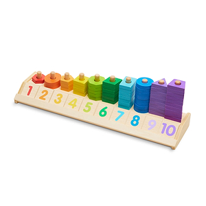 מגדלי עץ צבעוניים ללימוד מספרים וצורת 55 חלקים מליסה אנד דאג