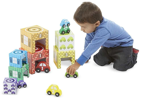 מגדלי עץ צבעוניים ללימוד מספרים וצורת 55 חלקים
