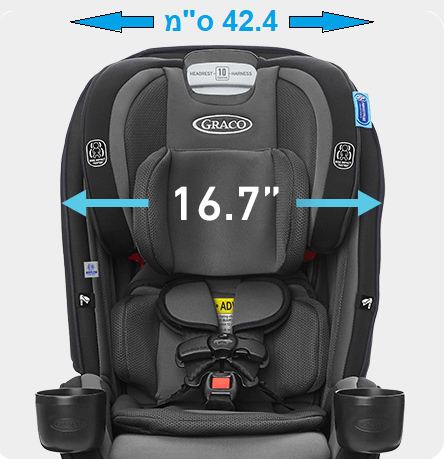 כסא בטיחות משולב בוסטר צר במיוחד True3Fit LX 3-in-1 - אפור/כחול כהה Stanford טרופיט
