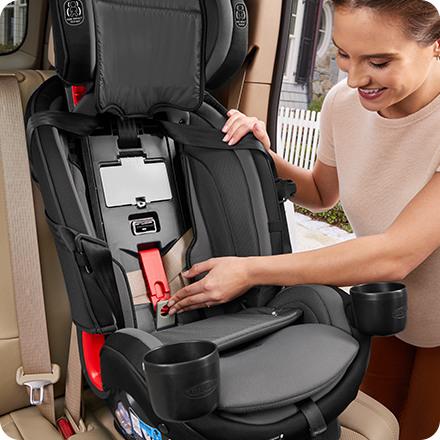 כסא בטיחות משולב בוסטר צר במיוחד True3Fit LX 3-in-1 - אפור/כחול כהה Stanford טרופיט