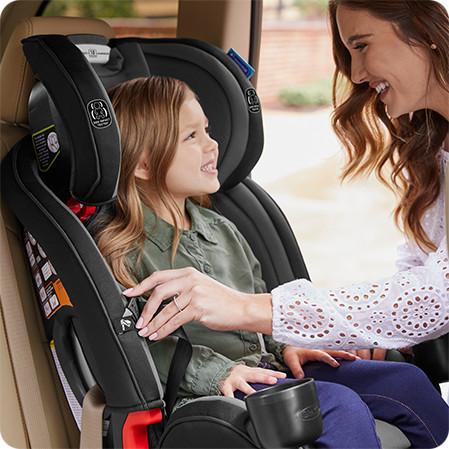 כסא בטיחות משולב בוסטר צר במיוחד True3Fit LX 3-in-1 - אפור/כחול כהה Stanford טרופיט