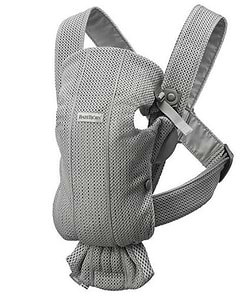 מנשא תינוק מיני Mini בד מש נושם 3D Mesh - אפור כסוף Grey בייבי ביורן