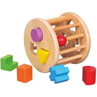 השחלת צורות גליל עץ טבעי 