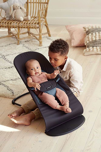 ‏טרמפולינה לתינוק Baby Bouncer כותנה - שחור/אפור כהה Black/Dark Grey