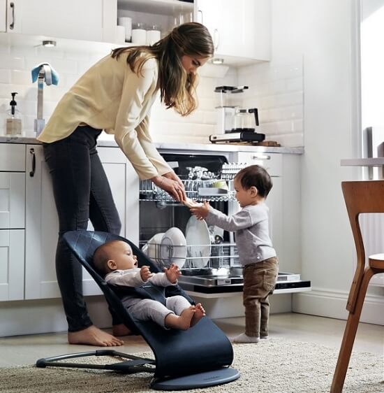‏טרמפולינה לתינוק Baby Bouncer כותנה - שחור/אפור כהה Black/Dark Grey