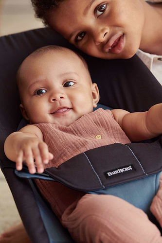 ‏טרמפולינה לתינוק Baby Bouncer כותנה - שחור/אפור כהה Black/Dark Grey