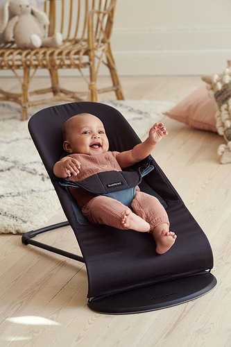 ‏טרמפולינה לתינוק Baby Bouncer כותנה - שחור/אפור כהה Black/Dark Grey