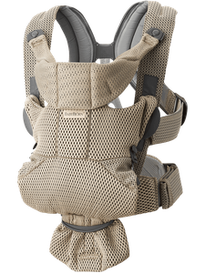 מנשא תינוק מוב Move הכולל ריפוד מבד נושם 3D MESH - בז' Grey beige בייבי ביורן