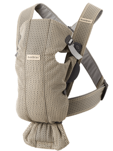 מנשא תינוק מיני Mini בד מש נושם 3D Mesh - בז' Grey beige בייבי ביורן