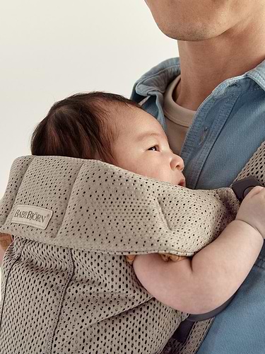 מנשא תינוק מיני Mini בד מש נושם 3D Mesh - בז' Grey beige
