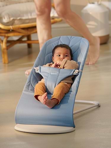 ‏טרמפולינה לתינוק Baby Bouncer כותנה עלי כותרת - כחול Blue