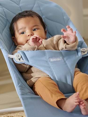 ‏טרמפולינה לתינוק Baby Bouncer כותנה עלי כותרת - כחול Blue