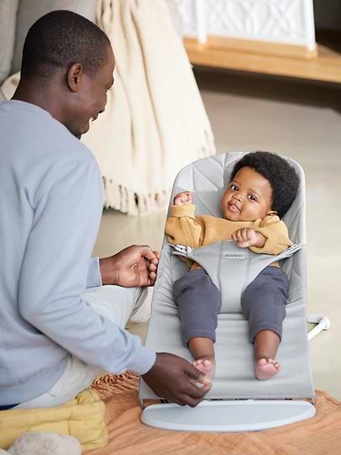 ‏טרמפולינה לתינוק Baby Bouncer כותנה עלי כותרת - אפור בהיר Light grey