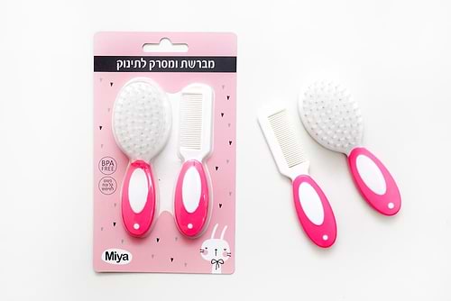 סט מסרק מברשת - ורוד