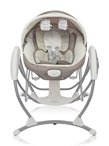 נדנדה וטרמפולינה יוקרתית לתינוק 2 ב 1  Swing Glider Elite - חום Chevron
