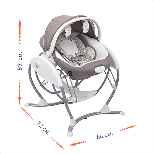 נדנדה וטרמפולינה יוקרתית לתינוק 2 ב 1  Swing Glider Elite - חום Scatter Geo