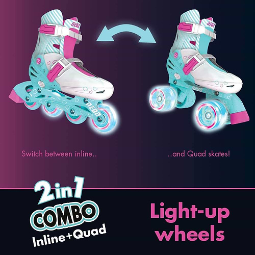 גלגליות סקייטים לילדים 2 ב 1 עם תאורת LED בגלגלים מידה: 30 - 33 - כחול/שחור