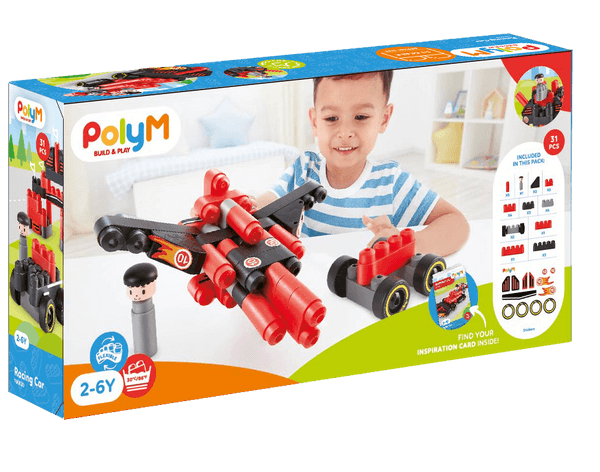 ערכת בנייה מפלסטיק ממוחזר - מכונית מירוץ 31 חלקים  פולי מ